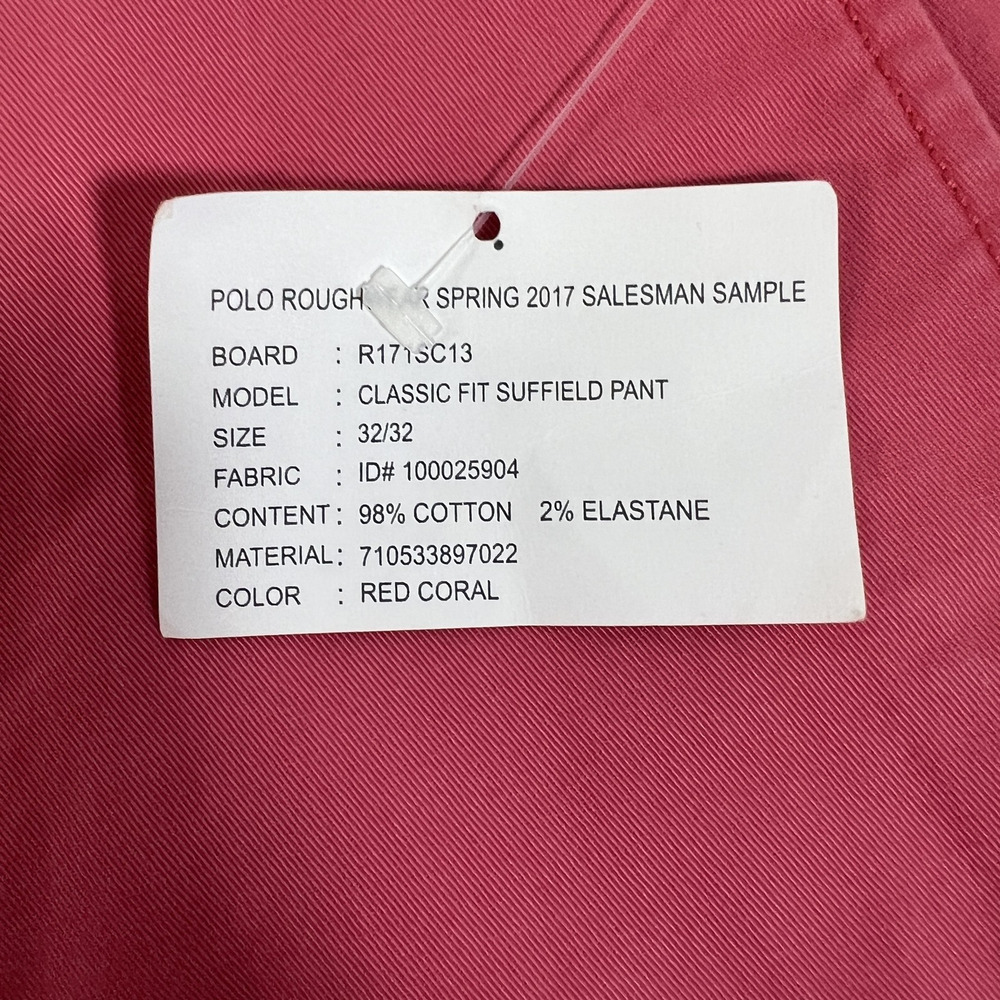 Polo Ralph Lauren Pants Suffield Mens 32x30 Red Coral Classic Fit Stretch Chino - Picture 2 of 16